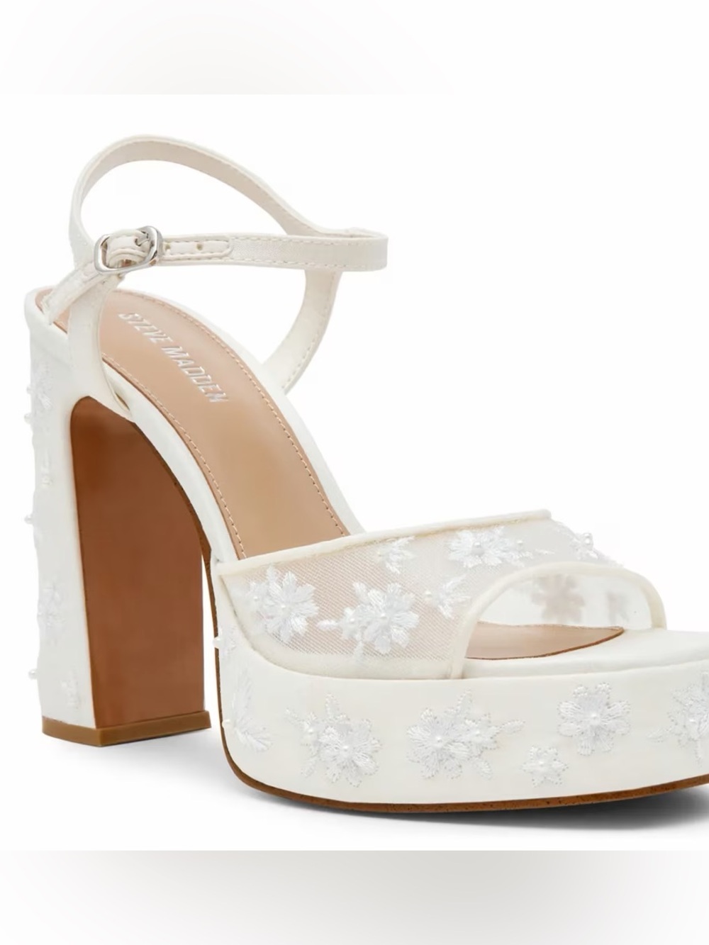 Steve Madden White Floral Mesh Platform Sandal Liandra Platform Sandal New sz 7